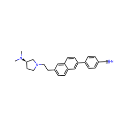 CN(C)[C@@H]1CCN(CCc2ccc3cc(-c4ccc(C#N)cc4)ccc3c2)C1 ZINC000028901288