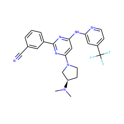 CN(C)[C@@H]1CCN(c2cc(Nc3cc(C(F)(F)F)ccn3)nc(-c3cccc(C#N)c3)n2)C1 ZINC000084587425