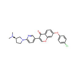 CN(C)[C@@H]1CCN(c2ccc(-c3coc4cc(Oc5ccc(Cl)cc5)ccc4c3=O)cn2)C1 ZINC000036351551