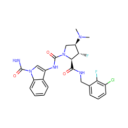 CN(C)[C@@H]1CN(C(=O)Nc2cn(C(N)=O)c3ccccc23)[C@H](C(=O)NCc2cccc(Cl)c2F)[C@H]1F ZINC000148430753