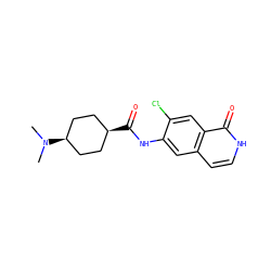 CN(C)[C@H]1CC[C@@H](C(=O)Nc2cc3cc[nH]c(=O)c3cc2Cl)CC1 ZINC000261143946