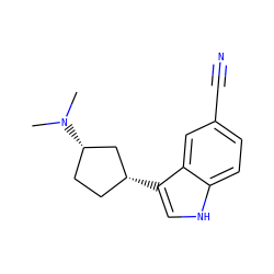 CN(C)[C@H]1CC[C@@H](c2c[nH]c3ccc(C#N)cc23)C1 ZINC000003948262