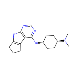 CN(C)[C@H]1CC[C@H](Nc2ncnc3[nH]c4c(c23)CCC4)CC1 ZINC001772644650