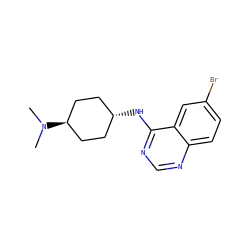 CN(C)[C@H]1CC[C@H](Nc2ncnc3ccc(Br)cc23)CC1 ZINC001772648632