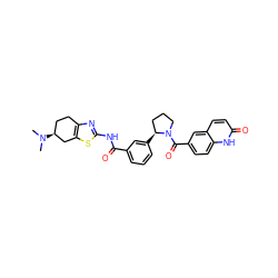 CN(C)[C@H]1CCc2nc(NC(=O)c3cccc([C@H]4CCCN4C(=O)c4ccc5[nH]c(=O)ccc5c4)c3)sc2C1 ZINC000220422015