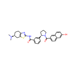 CN(C)[C@H]1CCc2nc(NC(=O)c3cccc([C@H]4CCCN4C(=O)c4ccc5cc(O)ccc5c4)c3)sc2C1 ZINC000220414031
