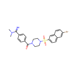 CN(C)C(=N)c1ccc(C(=O)N2CCN(S(=O)(=O)c3ccc4cc(Br)ccc4c3)CC2)cc1 ZINC000026180461