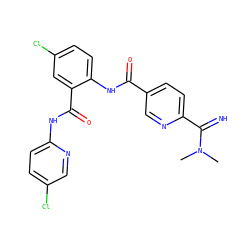 CN(C)C(=N)c1ccc(C(=O)Nc2ccc(Cl)cc2C(=O)Nc2ccc(Cl)cn2)cn1 ZINC000040403921