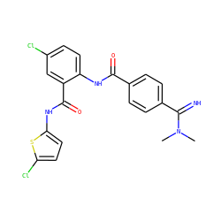 CN(C)C(=N)c1ccc(C(=O)Nc2ccc(Cl)cc2C(=O)Nc2ccc(Cl)s2)cc1 ZINC000040893375