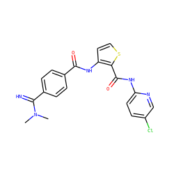 CN(C)C(=N)c1ccc(C(=O)Nc2ccsc2C(=O)Nc2ccc(Cl)cn2)cc1 ZINC000040406939
