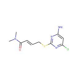 CN(C)C(=O)/C=C/CSc1nc(N)cc(Cl)n1 ZINC000001546402