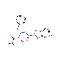 CN(C)C(=O)[C@@H](O)[C@H](Cc1ccccc1)NC(=O)c1cc2cc(Cl)ccc2[nH]1 ZINC000013780528