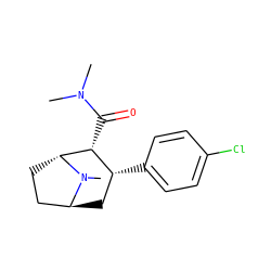 CN(C)C(=O)[C@@H]1[C@H](c2ccc(Cl)cc2)C[C@H]2CC[C@H]1N2C ZINC000100728151