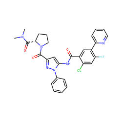 CN(C)C(=O)[C@@H]1CCCN1C(=O)c1cc(NC(=O)c2cc(-c3ccccn3)c(F)cc2Cl)n(-c2ccccc2)n1 ZINC001772647117