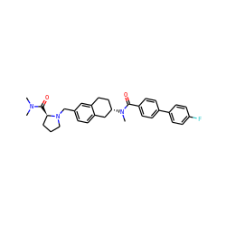 CN(C)C(=O)[C@@H]1CCCN1Cc1ccc2c(c1)CC[C@H](N(C)C(=O)c1ccc(-c3ccc(F)cc3)cc1)C2 ZINC000036126695