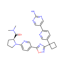 CN(C)C(=O)[C@@H]1CCCN1c1ccc(-c2nc(C3(c4ccc(-c5cnc(N)nc5)nc4)CCC3)no2)cn1 ZINC000096175438