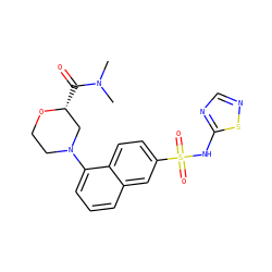 CN(C)C(=O)[C@@H]1CN(c2cccc3cc(S(=O)(=O)Nc4ncns4)ccc23)CCO1 ZINC000206127677