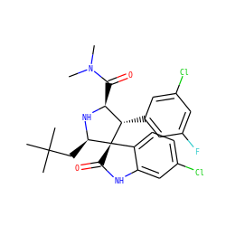 CN(C)C(=O)[C@@H]1N[C@H](CC(C)(C)C)[C@]2(C(=O)Nc3cc(Cl)ccc32)[C@H]1c1cc(F)cc(Cl)c1 ZINC000036184585