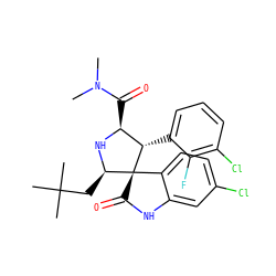 CN(C)C(=O)[C@@H]1N[C@H](CC(C)(C)C)[C@]2(C(=O)Nc3cc(Cl)ccc32)[C@H]1c1cccc(Cl)c1F ZINC000036184583
