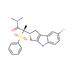 CN(C)C(=O)[C@](F)([C@H]1Cc2[nH]c3ccc(Cl)cc3c2C1)S(=O)(=O)c1ccccc1 ZINC000040848547