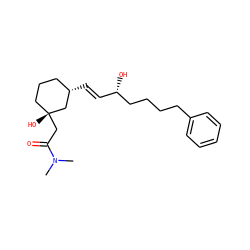 CN(C)C(=O)C[C@]1(O)CCC[C@H](/C=C/[C@H](O)CCCCc2ccccc2)C1 ZINC000013803267