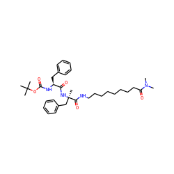 CN(C)C(=O)CCCCCCCCNC(=O)[C@@](C)(Cc1ccccc1)NC(=O)[C@H](Cc1ccccc1)NC(=O)OC(C)(C)C ZINC000029408349