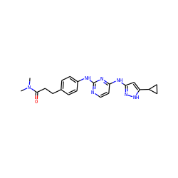 CN(C)C(=O)CCc1ccc(Nc2nccc(Nc3cc(C4CC4)[nH]n3)n2)cc1 ZINC000203006733