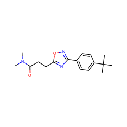 CN(C)C(=O)CCc1nc(-c2ccc(C(C)(C)C)cc2)no1 ZINC000004295605