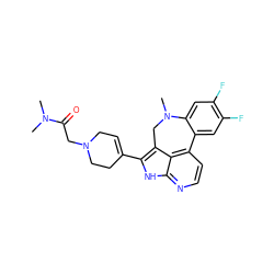 CN(C)C(=O)CN1CC=C(c2[nH]c3nccc4c3c2CN(C)c2cc(F)c(F)cc2-4)CC1 ZINC001772580749