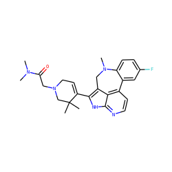 CN(C)C(=O)CN1CC=C(c2[nH]c3nccc4c3c2CN(C)c2ccc(F)cc2-4)C(C)(C)C1 ZINC001772638171
