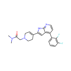 CN(C)C(=O)CN1CC=C(c2cc3c(-c4cccc(F)c4F)ccnc3[nH]2)CC1 ZINC000226059936
