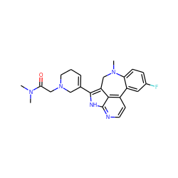 CN(C)C(=O)CN1CCC=C(c2[nH]c3nccc4c3c2CN(C)c2ccc(F)cc2-4)C1 ZINC001772574771