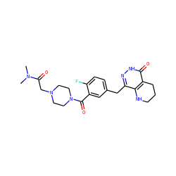 CN(C)C(=O)CN1CCN(C(=O)c2cc(Cc3n[nH]c(=O)c4c3NCCC4)ccc2F)CC1 ZINC000146949986