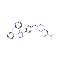 CN(C)C(=O)CN1CCN(Cc2ccc(-c3nnc4n3-c3cccnc3Nc3ccccc3-4)cc2)CC1 ZINC000096174002