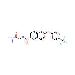 CN(C)C(=O)CNC(=O)c1ccc2cc(Oc3ccc(C(F)(F)F)nc3)ccc2n1 ZINC001772653290