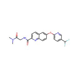 CN(C)C(=O)CNC(=O)c1ccc2cc(Oc3ccc(C(F)F)cn3)ccc2n1 ZINC001772645215