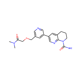 CN(C)C(=O)COCc1cncc(-c2cnc3c(c2)CCCN3C(N)=O)c1 ZINC001772639293