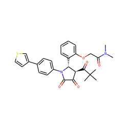 CN(C)C(=O)COc1ccccc1[C@@H]1[C@@H](C(=O)C(C)(C)C)C(=O)C(=O)N1c1ccc(-c2ccsc2)cc1 ZINC000169695198