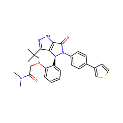 CN(C)C(=O)COc1ccccc1[C@H]1c2c(C(C)(C)C)n[nH]c2C(=O)N1c1ccc(-c2ccsc2)cc1 ZINC000096177174