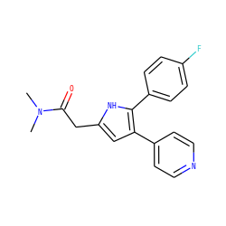 CN(C)C(=O)Cc1cc(-c2ccncc2)c(-c2ccc(F)cc2)[nH]1 ZINC000036161027