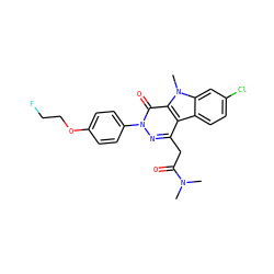 CN(C)C(=O)Cc1nn(-c2ccc(OCCF)cc2)c(=O)c2c1c1ccc(Cl)cc1n2C ZINC000198039678