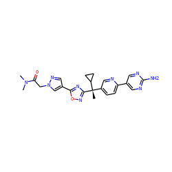 CN(C)C(=O)Cn1cc(-c2nc([C@@](C)(c3ccc(-c4cnc(N)nc4)nc3)C3CC3)no2)cn1 ZINC000114769003