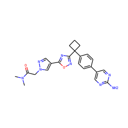CN(C)C(=O)Cn1cc(-c2nc(C3(c4ccc(-c5cnc(N)nc5)cc4)CCC3)no2)cn1 ZINC000149766202