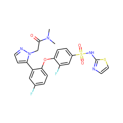 CN(C)C(=O)Cn1nccc1-c1cc(F)ccc1Oc1ccc(S(=O)(=O)Nc2nccs2)cc1F ZINC000095585619