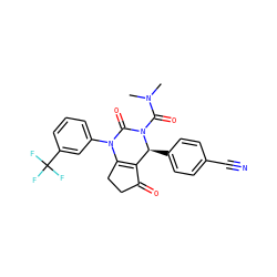 CN(C)C(=O)N1C(=O)N(c2cccc(C(F)(F)F)c2)C2=C(C(=O)CC2)[C@@H]1c1ccc(C#N)cc1 ZINC000224564554