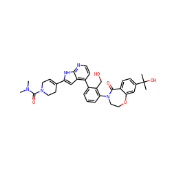 CN(C)C(=O)N1CC=C(c2cc3c(-c4cccc(N5CCOc6cc(C(C)(C)O)ccc6C5=O)c4CO)ccnc3[nH]2)CC1 ZINC001772642906