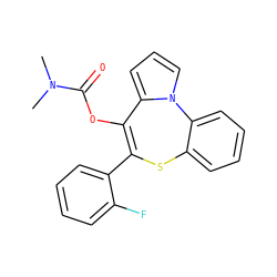 CN(C)C(=O)OC1=C(c2ccccc2F)Sc2ccccc2-n2cccc21 ZINC000013739876