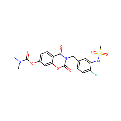 CN(C)C(=O)Oc1ccc2c(=O)n(Cc3ccc(F)c(NS(C)(=O)=O)c3)c(=O)oc2c1 ZINC000653873538