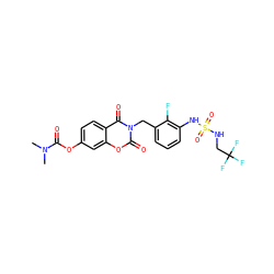 CN(C)C(=O)Oc1ccc2c(=O)n(Cc3cccc(NS(=O)(=O)NCC(F)(F)F)c3F)c(=O)oc2c1 ZINC000653869581