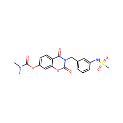 CN(C)C(=O)Oc1ccc2c(=O)n(Cc3cccc(NS(C)(=O)=O)c3)c(=O)oc2c1 ZINC000653890231